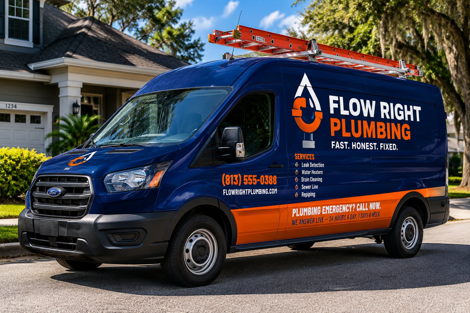 Flow Right Plumbing service van